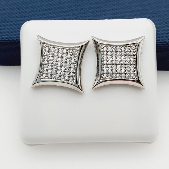 "925 Sterling Silver Plated CZ Earrings, EVBRS686 - Picture 1 of 11